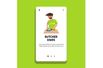 Butcher Knife Using Man For Cutting Meat Vector