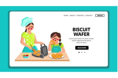 Biscuit Wafer Cooking Mother With Daughter Vector