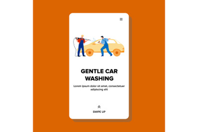 Gentle Car Washing Cleaners Togetherness Vector