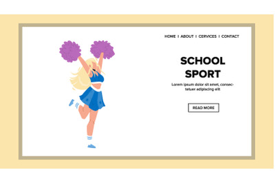 School Sport Cheerleader Dance With Pon-pon Vector