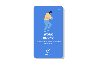 Work Injury Getting Young Man Employee Vector