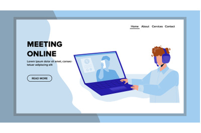 Meeting Online With Partner Or Colleague Vector