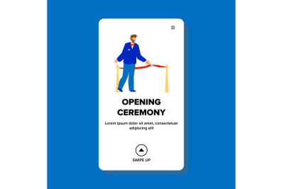 Opening Ceremony Tape Cutting Businessman Vector