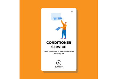 Conditioner Service Worker Repair Equipment Vector