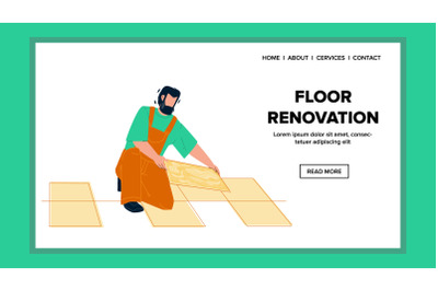 Floor Renovation Make Young Man Builder Vector