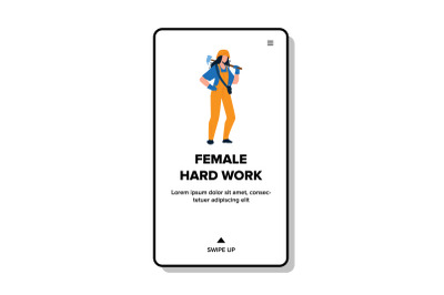 Female Hard Work On Building Or Factory Vector