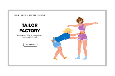 Tailor Factory Worker Measuring Model Sizes Vector