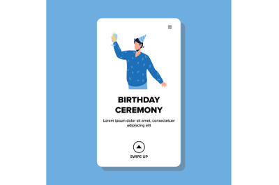 Birthday Ceremony Man Say Toast And Cheer Vector