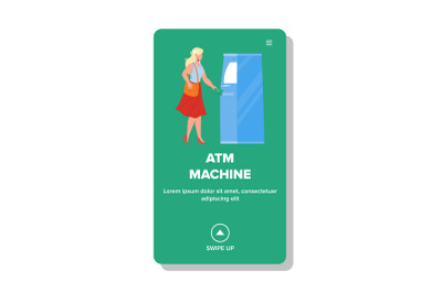 Atm Machine Using Woman For Getting Cash Vector