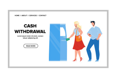 Cash Withdrawal From Atm With Credit Card Vector