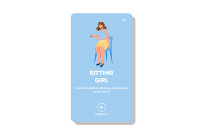 Sitting Girl On Chair Furniture And Talking Vector