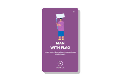 Man With Flag Visit Political Manifestation Vector