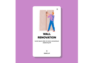 Wall Renovation Interior Making Repairman Vector