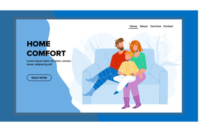 Home Comfort Relaxing Family People On Sofa Vector