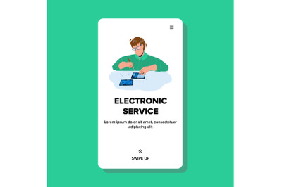 Electronic Service Worker Repair Device Vector