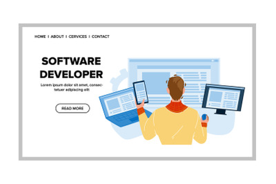 Software Developer Coding Digital Program Vector