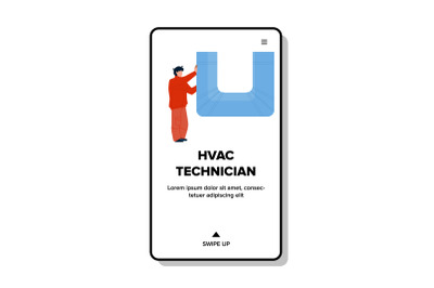 Hvac Technician Man Repair Or Installing Vector