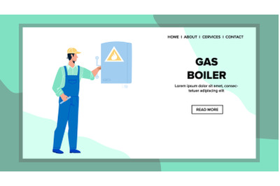 Gas Boiler Equipment Checking Repairman Vector