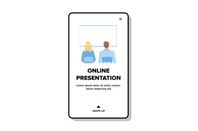 Online Presentation Watch Couple On Screen Vector