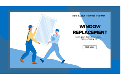 Window Replacement Business Of Repairmen Vector