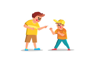 Argue Boy Screaming With Angry Friend Kid Vector