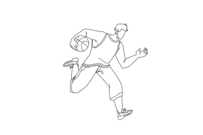 Basketball Player Man Running With Ball Vector