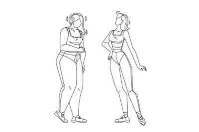 Woman Before And After Sportive Exercise Vector