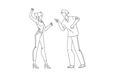 Man And Girl Couple Yelling At Each Other Vector