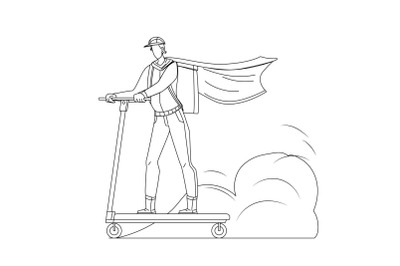 Courier Man Riding Scooter Delivery Service Vector