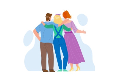 Friendship Young People Back Side View Vector