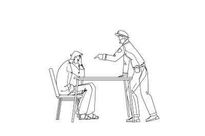 Policeman Interrogation Criminal Prisoner Flat Vector Illustration