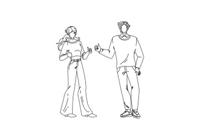 Like Gesture Showing Boy And Girl Couple Vector