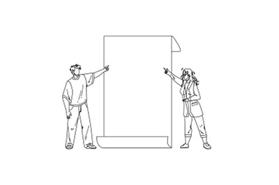 Look On Paper List Showing Boy And Girl Vector