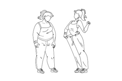 Loose Weight Woman Before And After Look Vector