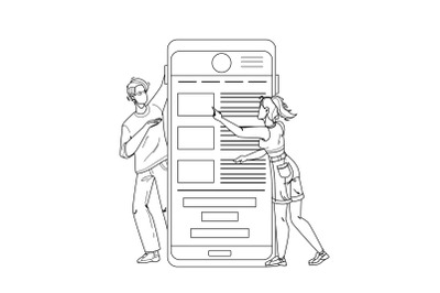 Mobile Application Using Man And Woman Vector