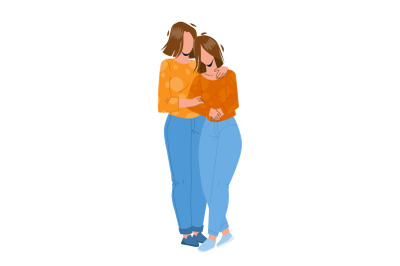 Mother And Daughter Embracing Together Vector