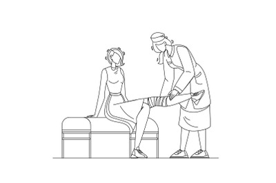 Doctor Giving Physiotherapy To Patient Vector Illustration