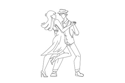 Salsa Dancing Performing Dancers Couple Vector Illustration