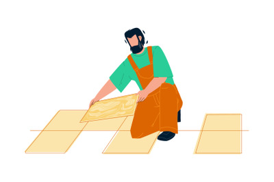 Tiler Man Installing Ceramic Floor Tiles Vector