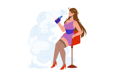 Vape Girl Smoking Electronic Cigarette Vector