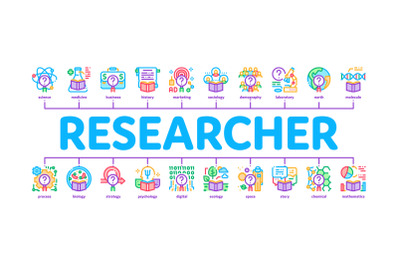 Researcher Business Minimal Infographic Banner Vector