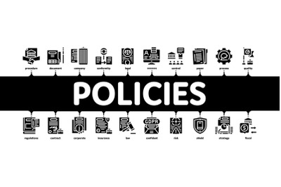 Policies Data Process Minimal Infographic Banner Vector