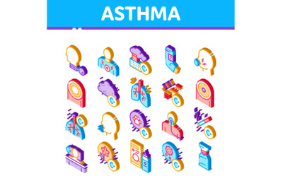 Asthma Sick Allergen Isometric Icons Set Vector