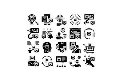 Buyer Customer Journey Glyph Set Vector Illustration