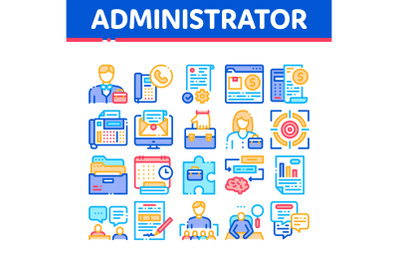 Administrator Business Collection Icons Set Vector Illustrations