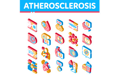 Atherosclerosis Vessel Isometric Icons Set Vector