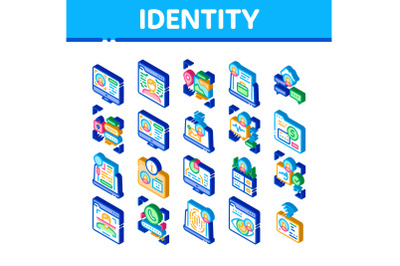 Digital Identity User Isometric Icons Set Vector