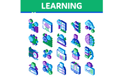 Machine Learning Ai Isometric Icons Set Vector