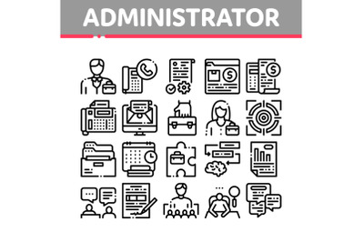 Administrator Business Collection Icons Set Vector Illustrations