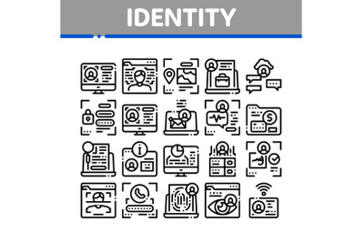 Digital Identity User Collection Icons Set Vector